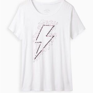 Torrid Perfect Tee - Super Soft Leopard Sequin Bolt White Size 1 (14/16)